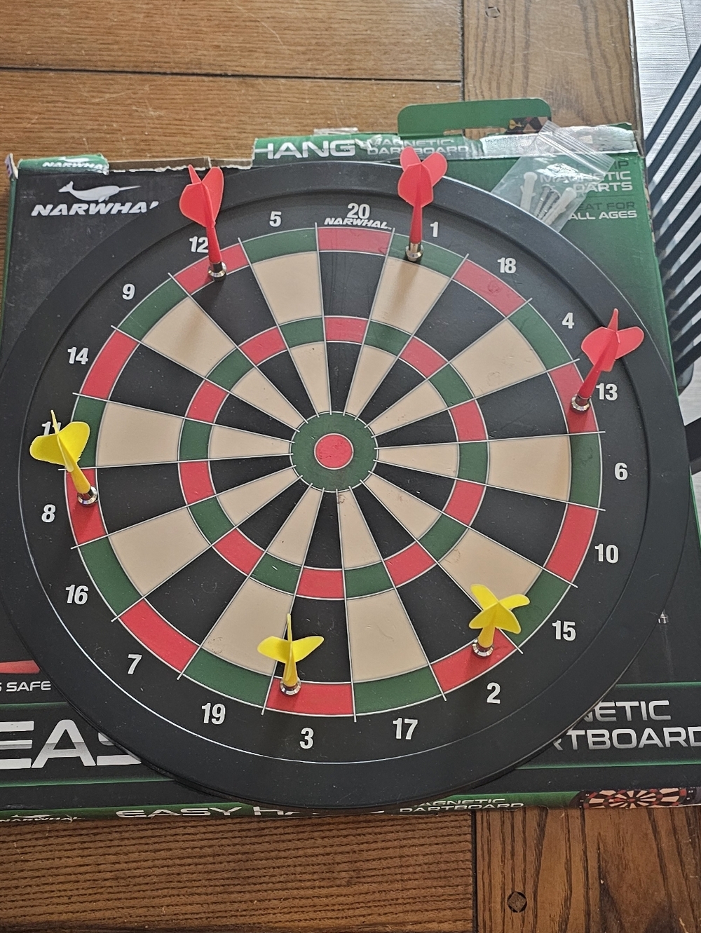 Magnetic Dartboard Game - Black with Red & Yellow Darts